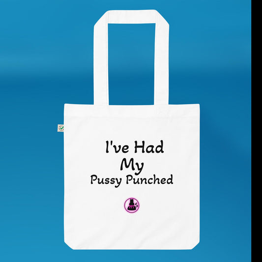 pussy punched tote bag